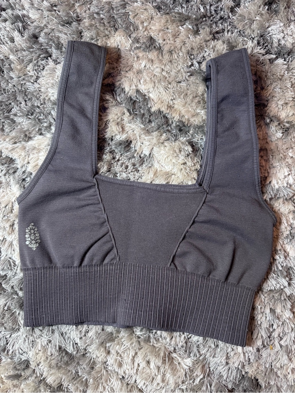 Free People Ribbed Seamless Sports Bra - Charcoal Gray. Size XS/S